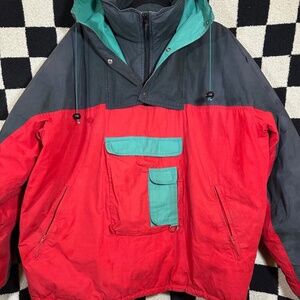 Men's Red and Green Ski Jacket